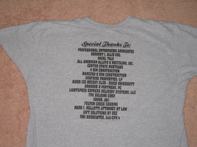 Sponsor T's - Back